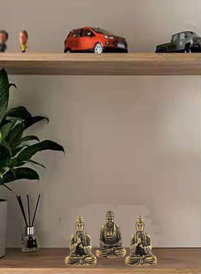 ALHBEJT 3Pcs Mini Pure Brass Sakyamuni Buddha Statue Ornaments Tibet Buddhism Bronze Figure Creative Home Office Decoration - Image 4